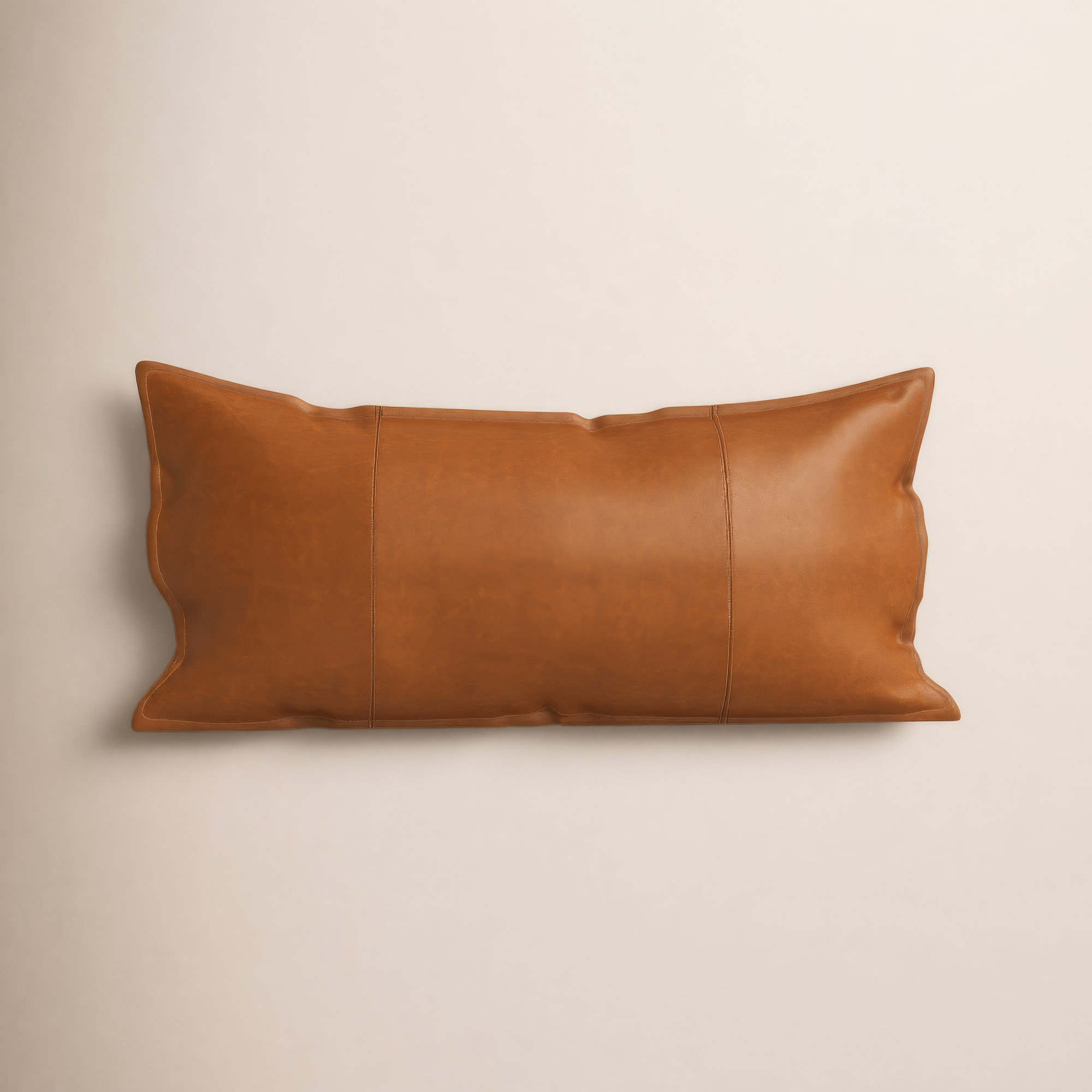 Cutler Leather Accent Pillow, Chestnut, 16" x 36", Rectangular