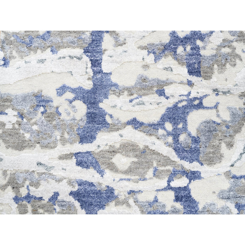 Tapis beige en laine et en soie noué à la main 2 pi 7 po x 8 pi 0BB205A2C7AC4035A75972E01369481D