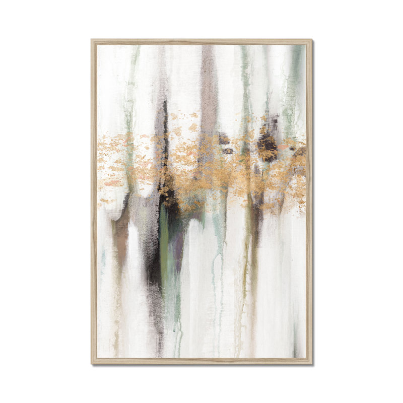 Falling Gold Leaf I by Studio W - Painting, 95cm H x 65cm W, Natural Wood Framed Paper Print