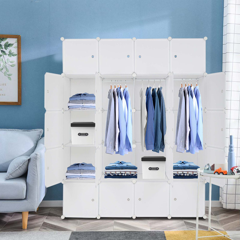 Armoire 20 casiers de rangement empilables en plastique, Blanc