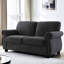 Velours confortable 2 places avec coussins de dossier larges, mousse haute, noir style Mid-Century moderne, support en mousse-118027576