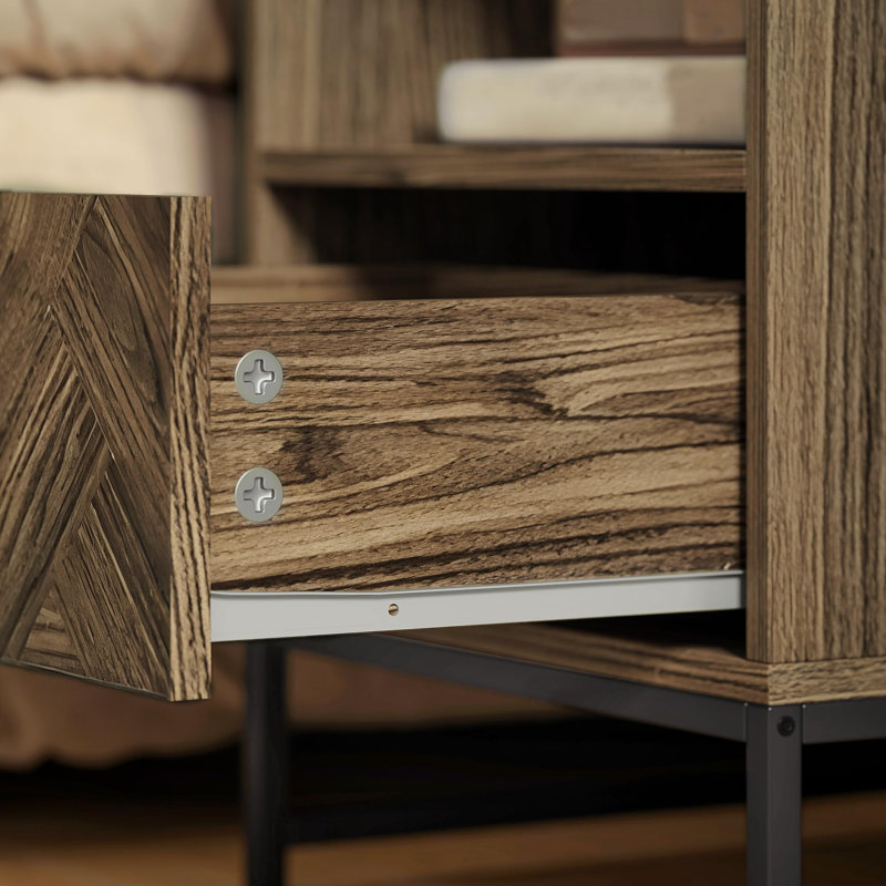 40cm W Manufactured Wood Bedside Table, Brown