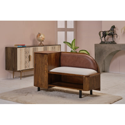 Banc de chambre en cuir avec armoire Leslyn