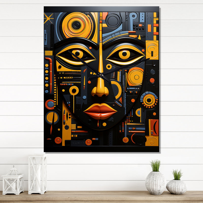 Interiano - Horloge murale moderne africaine, H 40 po x l 30 po x P 1 po
