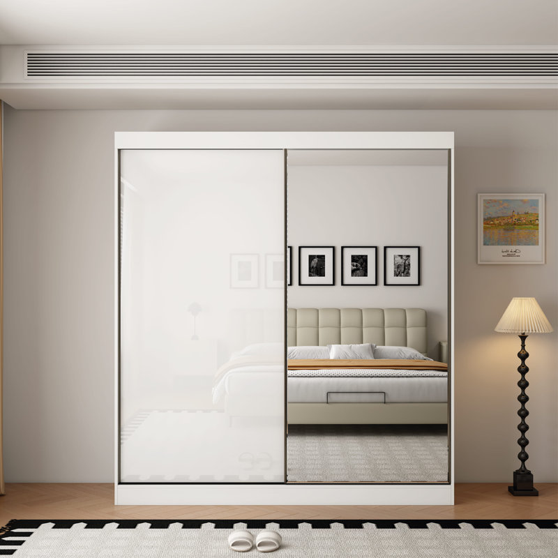 2 Door Manufactured Wood Wardrobe, 220cm H x 200cm W x 62cm D