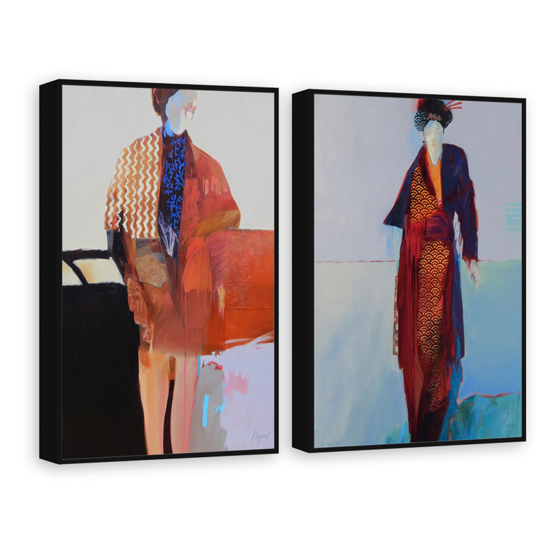 « intemporelle », ensemble de 2 reproductions de peintures à l’aquarelle encadrées sur toile, H 60 po x l 40 po x L 1,5 po