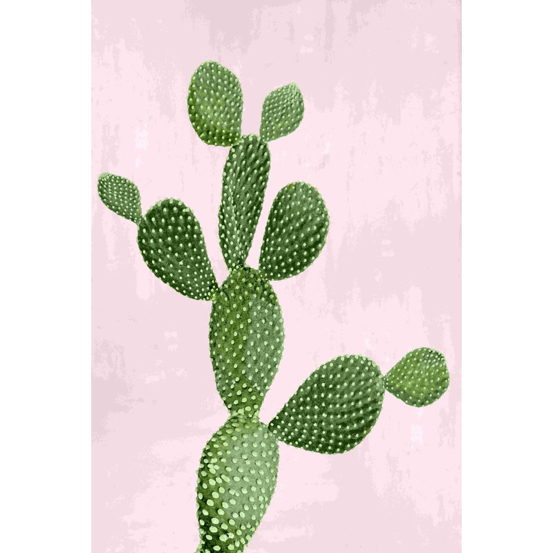 Cactus sur rose VII - peinture sur toile tendue, H 48 po x l 32 po