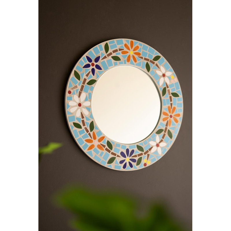 ROUND MOSAIC TILE FRAMED MIRROR