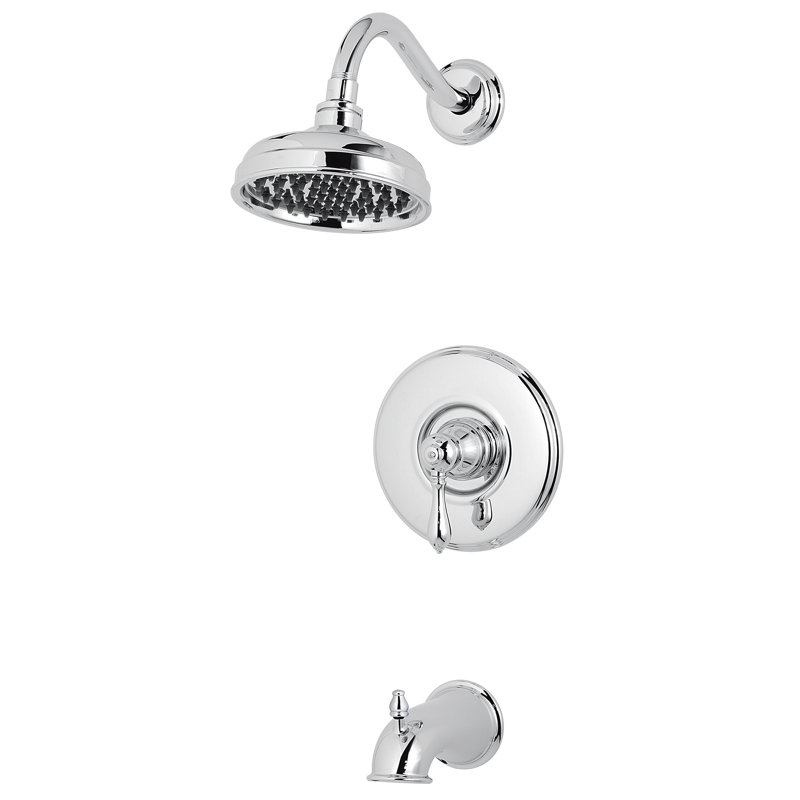 Robinet de baignoire et de douche à contrôle de volume avec poignée levier Marielle, Chrome poli