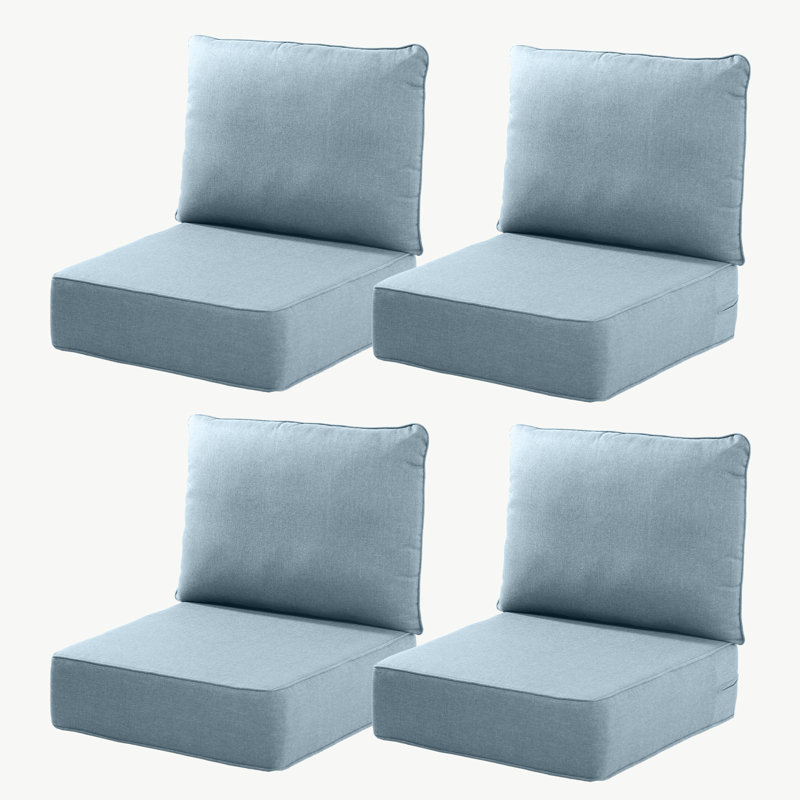 Ancolonia Outdoor 6" Thick Cushion Set - Seat/Back Cushions For Swivel Gliders And Armchairs (Set Of 4), 4, Light Blue