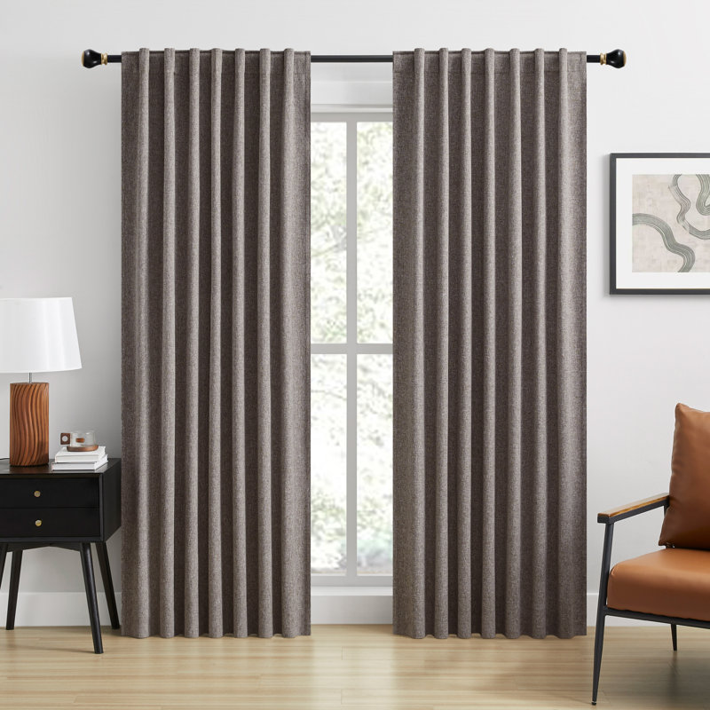 Ensemble de 2 panneaux de rideaux occultant 100% polyester Leming, L 52 po x L 108 po, Café