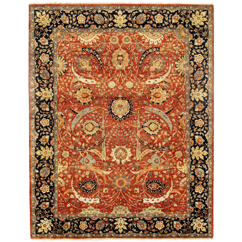 Tapis rouille / bleu marine en laine noué à la main Tabriz