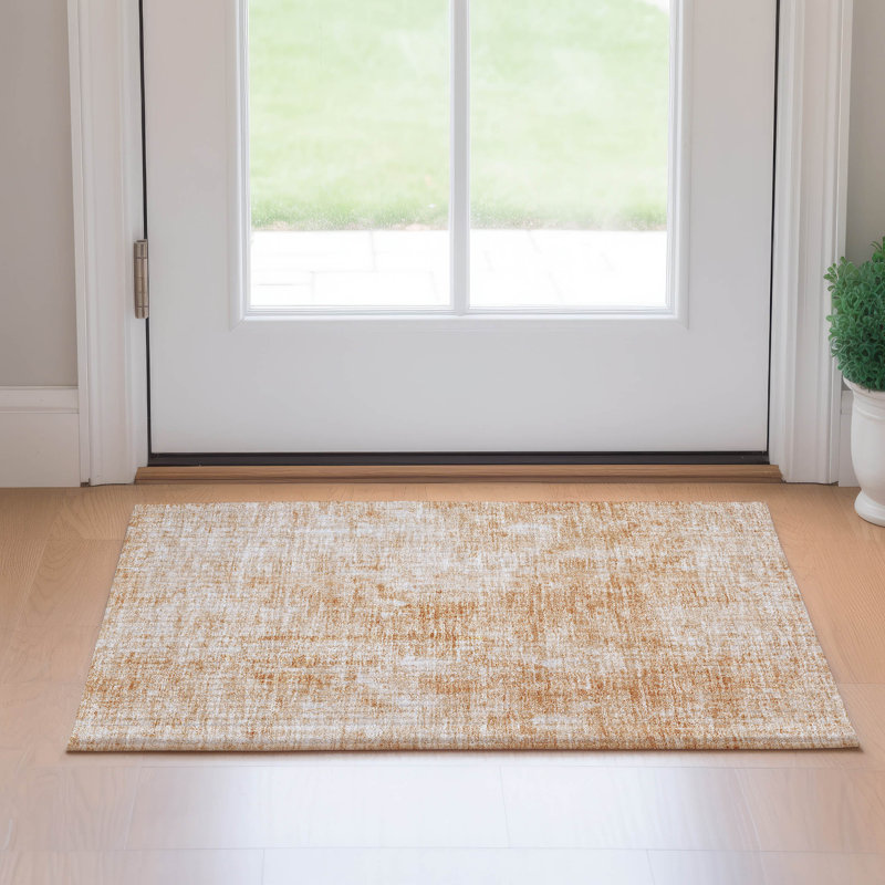 Premium Machine Washable Arnette Terracotta Rug, Rectangle 1'8" x 2'6"