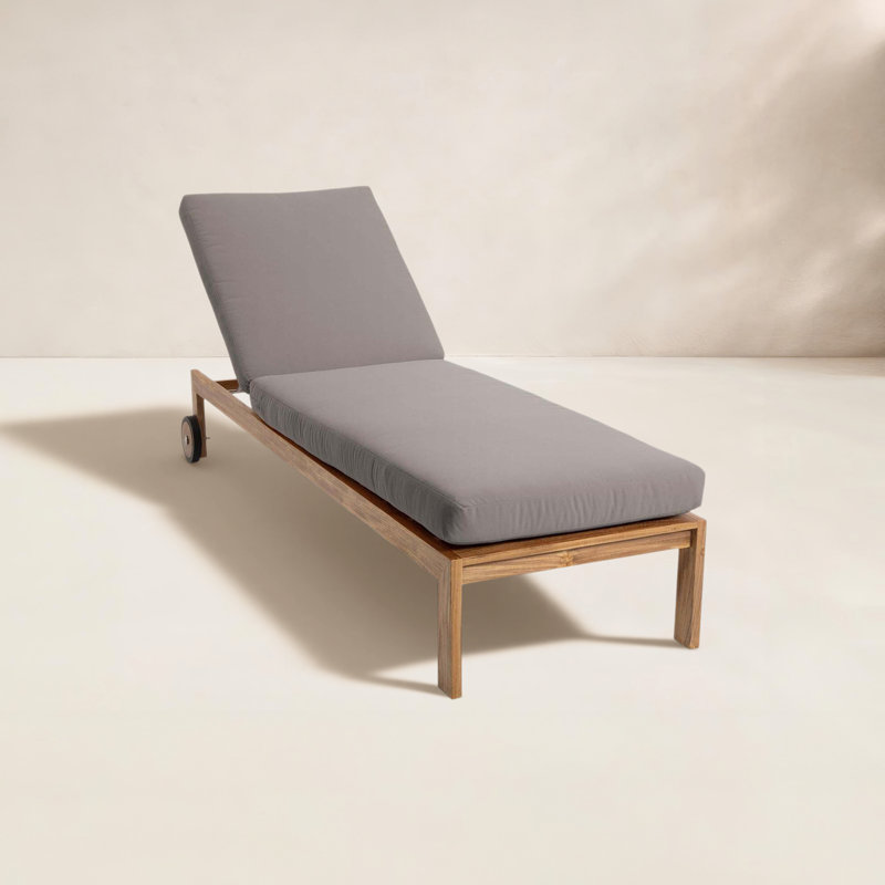 Chaise longue d'extérieur en teck Uvita, Taupe