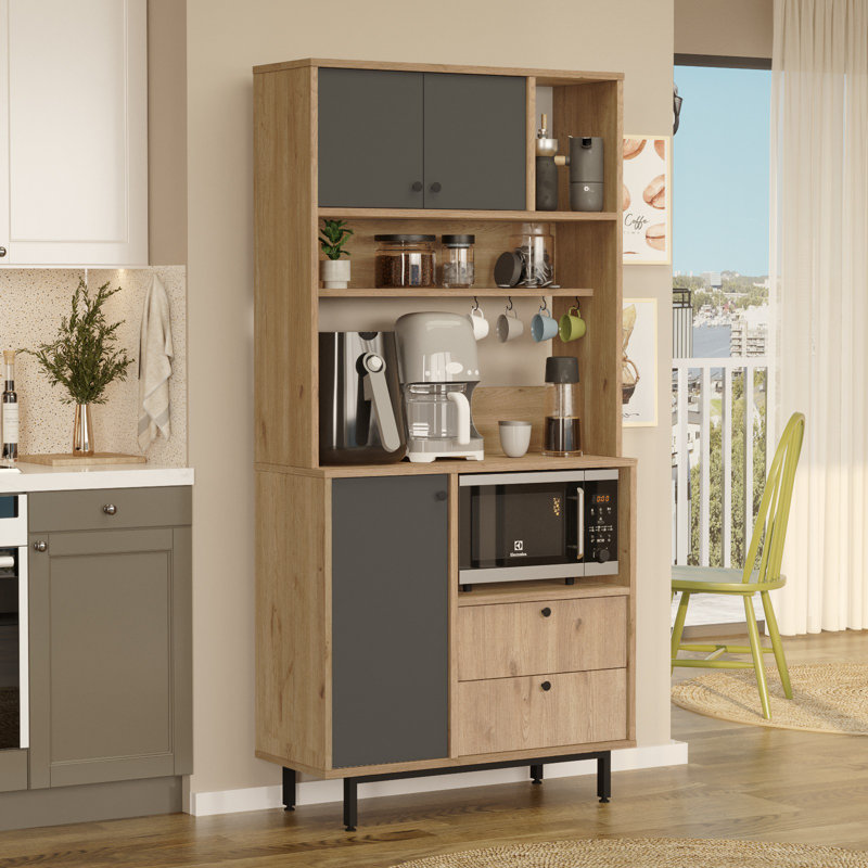 Armoire polyvalente Colesen, Noir / Beige