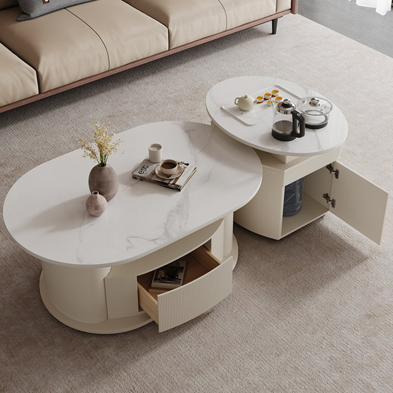 Table basse supérieure Superior Rock, Blanc, Blanc, H 23,03 po x L 66,14 po x l 31,5 po