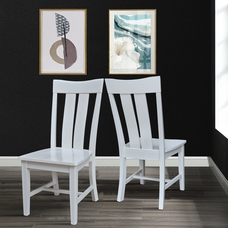  Delisca Solid Wood Slat Back Side Chair, White