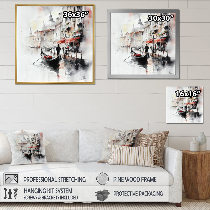 «Venice Grand Canal Landscape I - Venice», reproduction d'art mural, H 36 po x l 36 po, Doré
