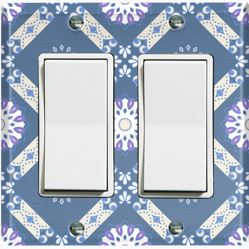 Plaque murale berçante 2 bandes Flower Mandala, Bleu