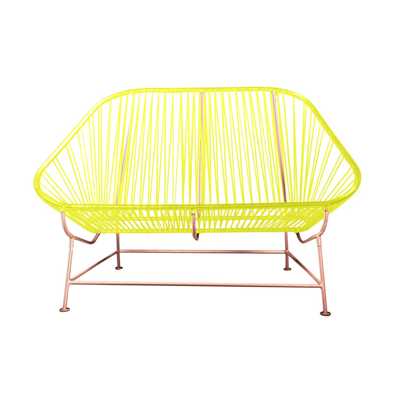 InLove Indoor/Outdoor Handmade Loveseat, Yellow/Copper