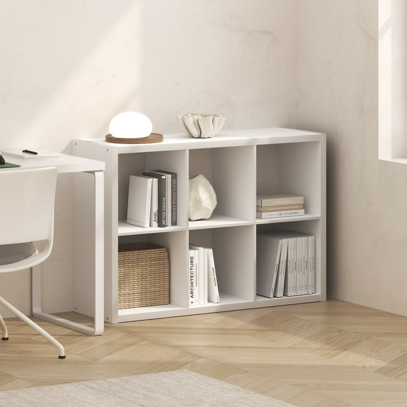 6-Cube Bookcase, Thick Frame,  White, White, (6 Shelves) 43.78" H x 30" W x 14.57" D