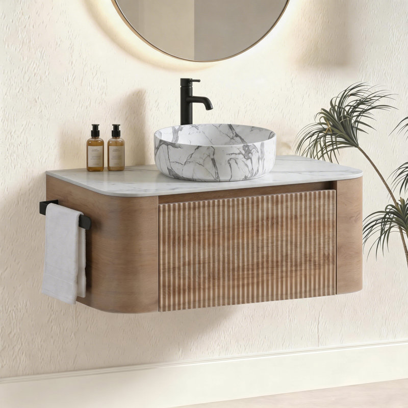 Ensemble de meuble-lavabo cannelé 24 po avec armoire de rangement et tiroirs Avalon, 36