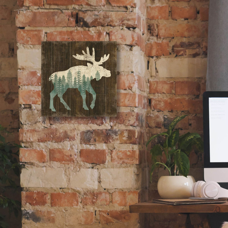 «Simple Living Moose Silhouette» par Michael Mullan, art mural sur toile, H 12 po x l 12 po x P 0,75 po