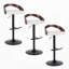 Tabouret de bar réglable avec pivot en métal noir, bois d'acajou et similicuir blanc avec repose-pieds arrondi en T, ensemble de 3-134824417-134824418