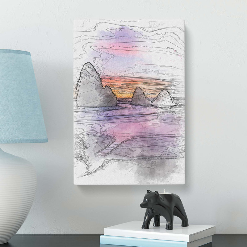 Rodeo Beach in Abstract - Wrapped Canvas Drawing - Wrapped Canvas, 50cm H x 35cm W x 3cm D