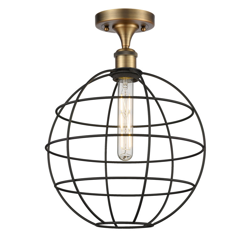 Ariyauna Semi Flush Mount, Brushed Brass/Matte Black, 16" H x 12" W x 12" D