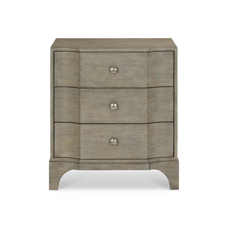 Gray Transitional 3-Drawer Nightstand with Zinc Pulls