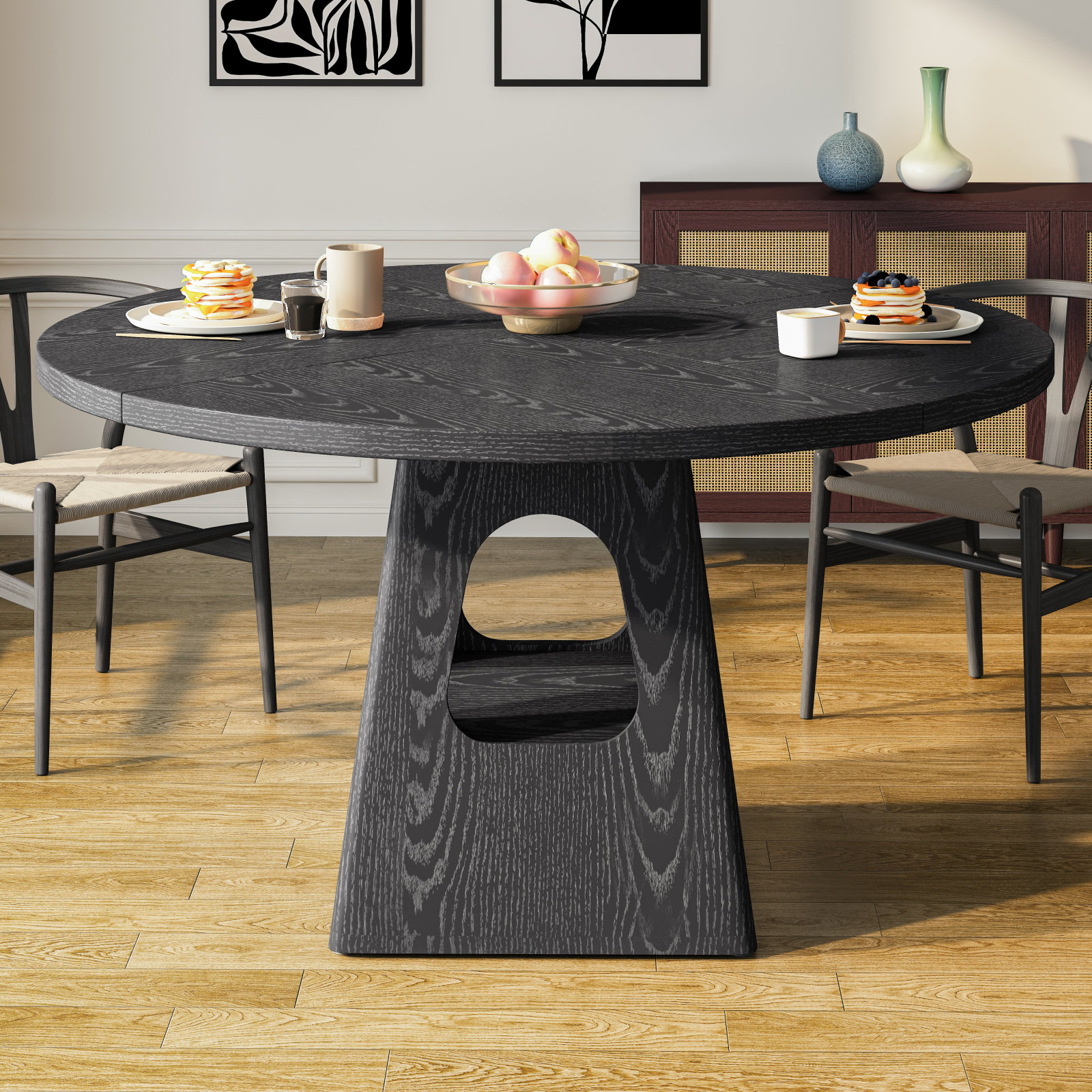 Ebern Designs Round Dining Table For 4-6,47 Inch Round Dinner Table ...