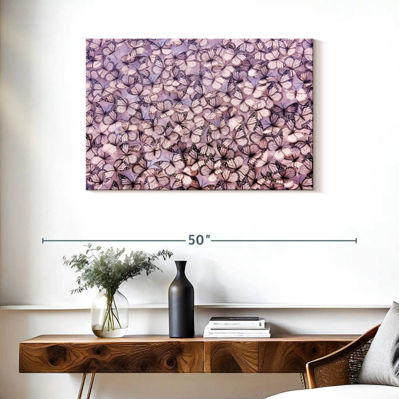 Essaim de papillons roses Brampt, 24" H x 36" W