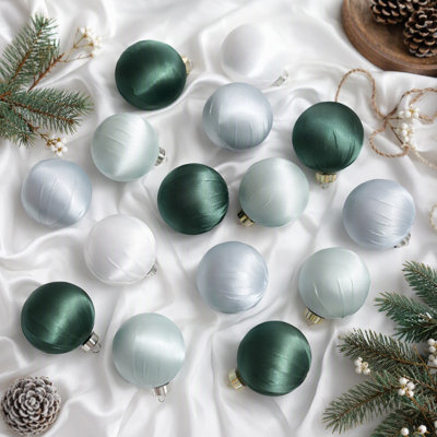 Ensemble de 15 boules de Noël en satin de 3,15 po en velours de couleur unie avec boîte-cadeau pour arbre de Noël