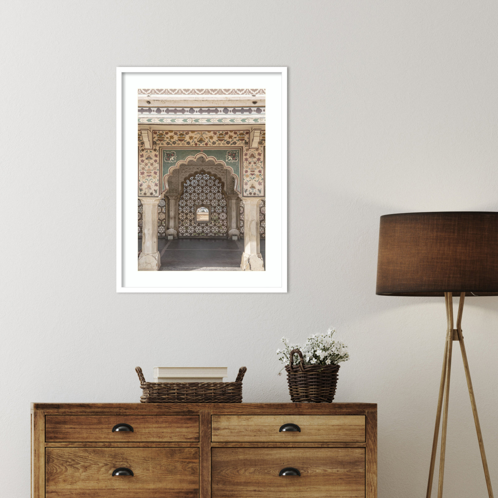 Daisey "Desert Palace" Print, White , 33" H x 25" W