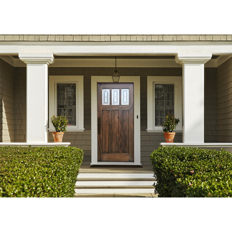 Espresso Stained Mahogany Front Door with Decorative Glass Panels