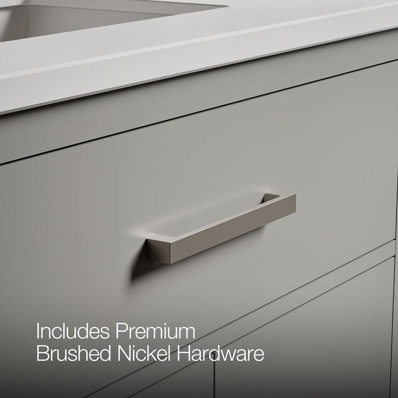 Kresla 36 In. Bathroom Vanity Cabinet With Sink And Quartz Top, Atmos Gray, Brushed Nickel