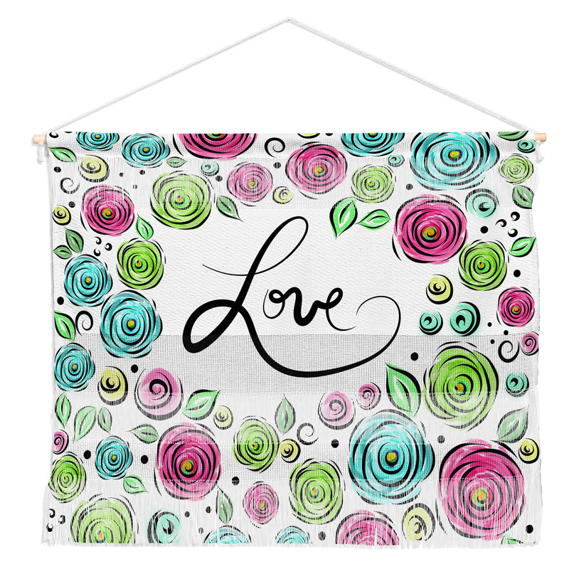 Fixation murale pastel fleuris love, H 16 po l 22 po