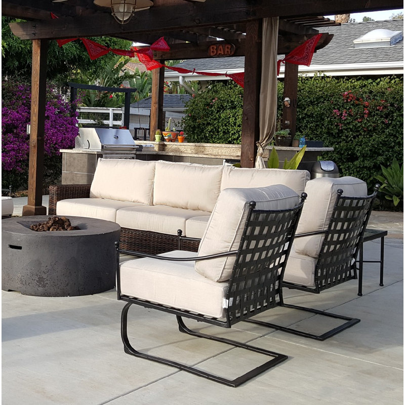 Chaise de patio avec coussins Sunbrella Lucier, Toile lin Sunbrella®