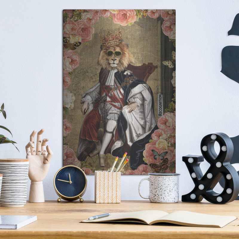 «The King» par Elo Marc, art mural en métal, H 16 po x l 12 po