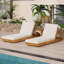 Ensemble de chaises longues en bois d'acacia massif avec coussin de détente (crème et plis triples) - version gris foncé assortie disponible-975259678