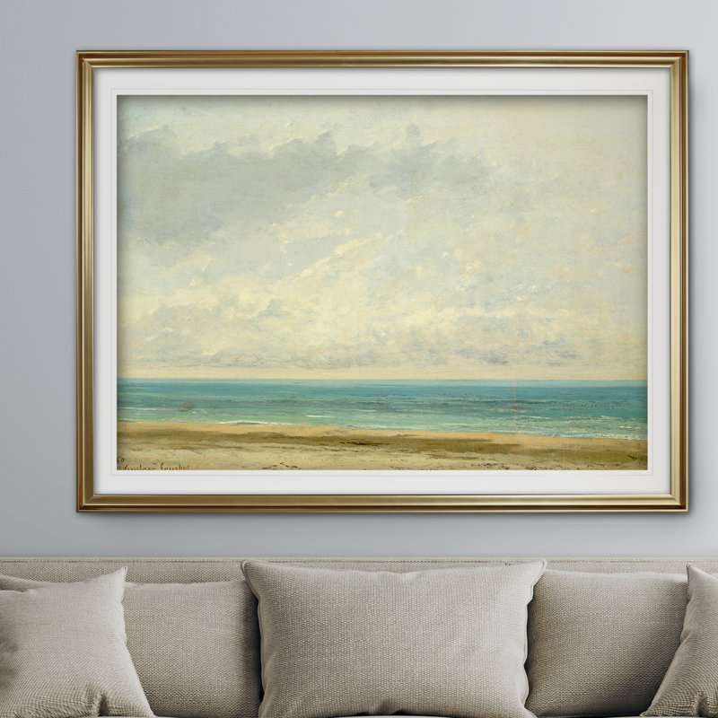 « the calme sea gustave courbet », impression, H 31 po x l 43 po x P 1,5 po, Or