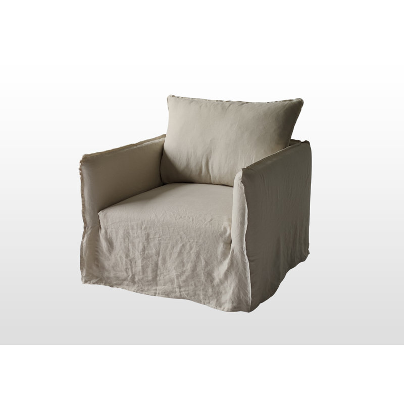 Fauteuil pivotant en lin 39 po Vandenberg, Lin beige clair