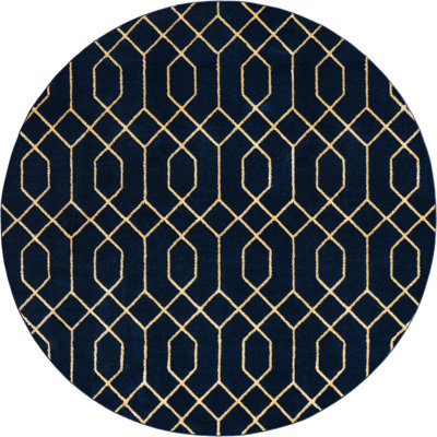 Glam Navy Blue Gold Area Rug
