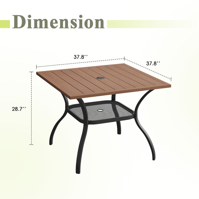 Table de salle à manger carrée pour l'extérieur, Brun / bois brossé
