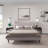 Beige Low Profile Upholstered Platform Bed with Wingback Headboard-2130484571