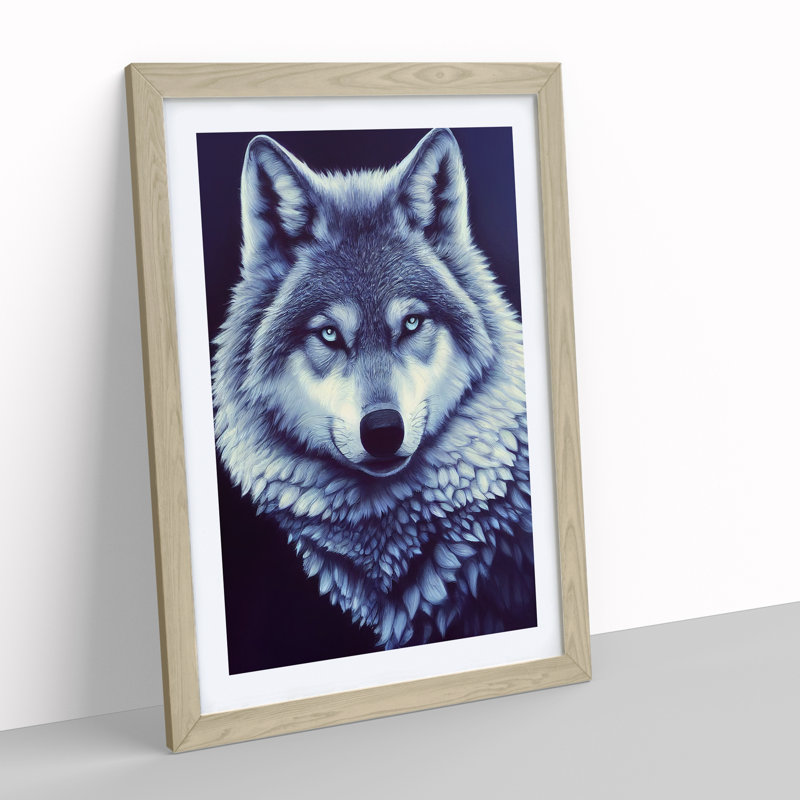Mesmerising Wolf - Framed Print, 64cm H x 46cm W, Beige