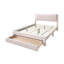 Grand lit avec velours côtelé rose, style contemporain, structure en bois massif et espace de rangement sous le comptoir, conception douce et réfléchie, sans sommier, espace