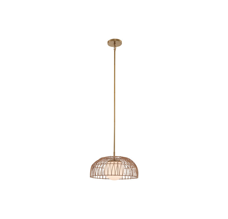 Luminaire suspendu ou semi-encastré convertible 1 lumière Chennel en laiton naturel