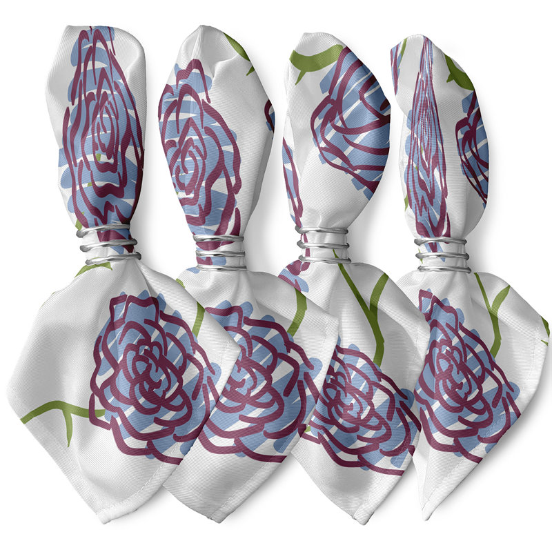 Slezak Polyester Floral Square Napkin, Blue